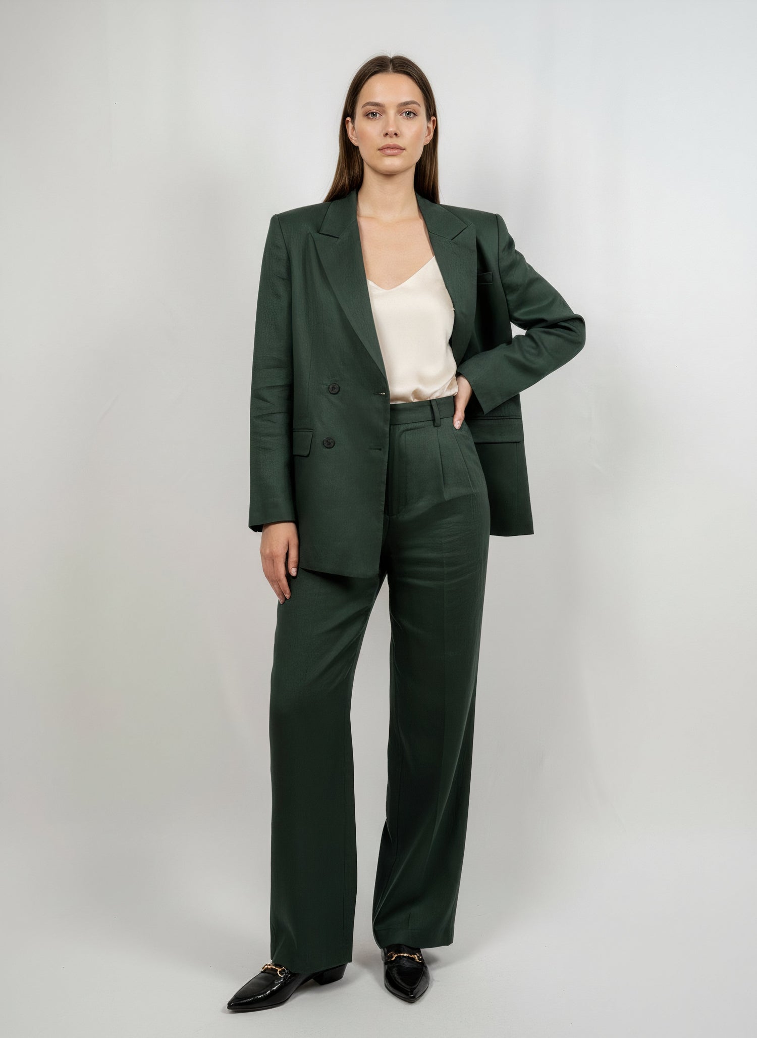 Blazer tailleur croisé vert foncé