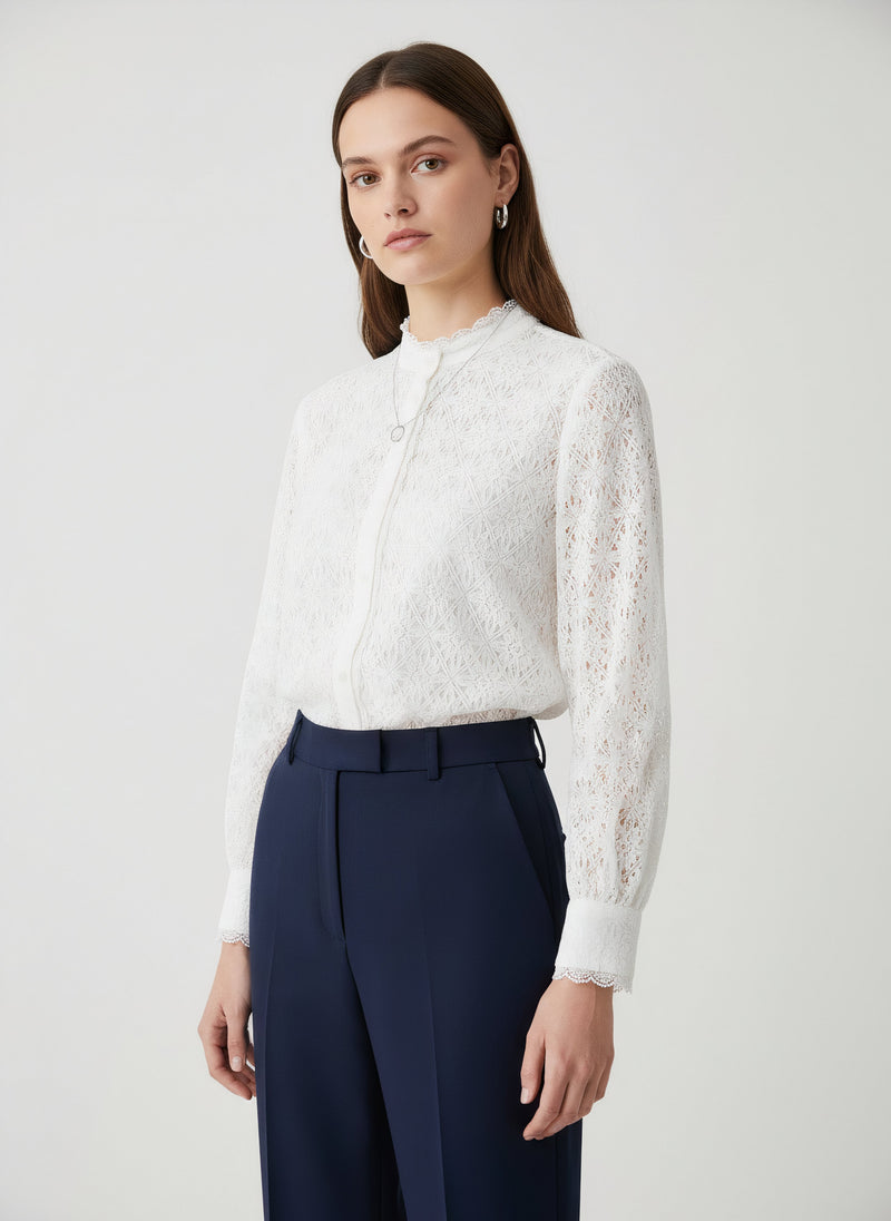 Blouse en dentelle Swing blanche